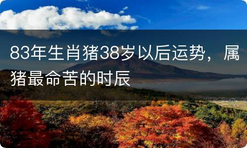 83年生肖猪38岁以后运势，属猪最命苦的时辰