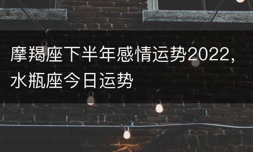 摩羯座下半年感情运势2022，水瓶座今日运势