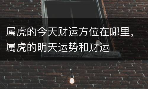 属虎的今天财运方位在哪里，属虎的明天运势和财运