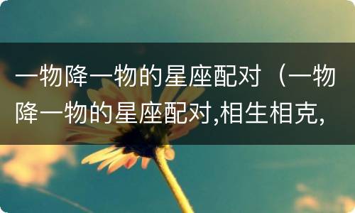 一物降一物的星座配对（一物降一物的星座配对,相生相克,天生绝配!）