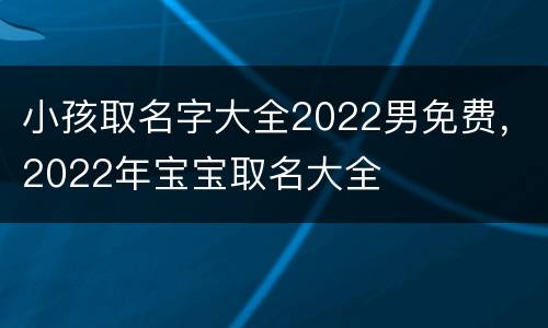小孩取名字大全2022男免费，2022年宝宝取名大全