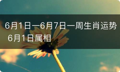 6月1日一6月7日一周生肖运势 6月1日属相