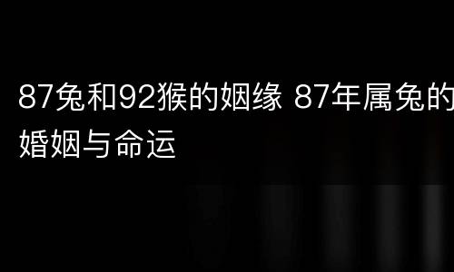 87兔和92猴的姻缘 87年属兔的婚姻与命运