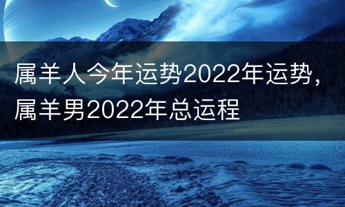 属羊人今年运势2022年运势，属羊男2022年总运程