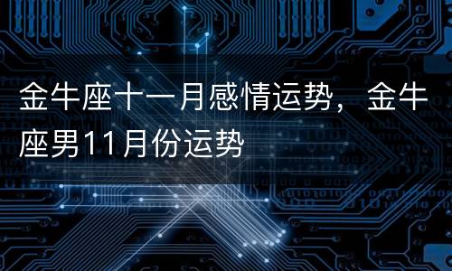 金牛座十一月感情运势，金牛座男11月份运势
