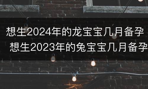 想生2024年的龙宝宝几月备孕 想生2023年的兔宝宝几月备孕