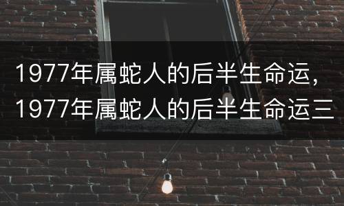 1977年属蛇人的后半生命运，1977年属蛇人的后半生命运三月生的命运
