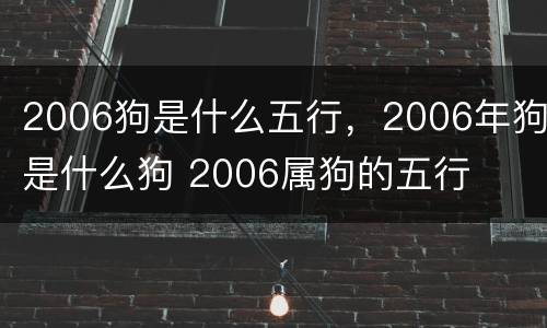 2006狗是什么五行，2006年狗是什么狗 2006属狗的五行