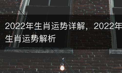 2022年生肖运势详解，2022年生肖运势解析