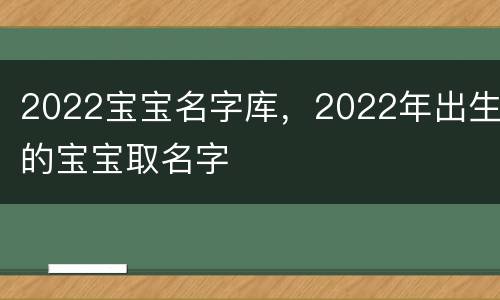 2022宝宝名字库，2022年出生的宝宝取名字