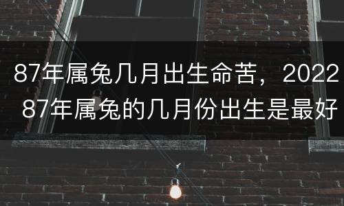 87年属兔几月出生命苦，2022 87年属兔的几月份出生是最好的