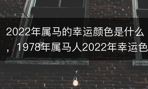 2022年属马的幸运颜色是什么，1978年属马人2022年幸运色