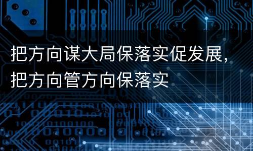 把方向谋大局保落实促发展，把方向管方向保落实
