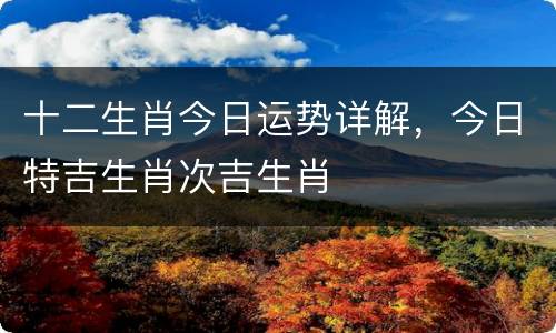 十二生肖今日运势详解，今日特吉生肖次吉生肖