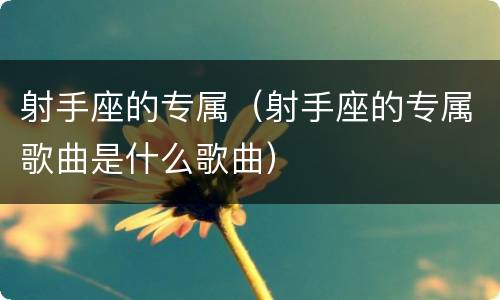 射手座的专属（射手座的专属歌曲是什么歌曲）