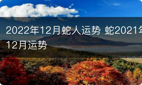 2022年12月蛇人运势 蛇2021年12月运势