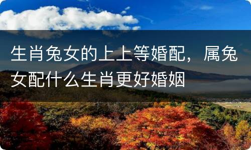 生肖兔女的上上等婚配，属兔女配什么生肖更好婚姻