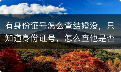 有身份证号怎么查结婚没，只知道身份证号，怎么查他是否结婚？谢谢