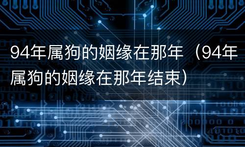 94年属狗的姻缘在那年（94年属狗的姻缘在那年结束）