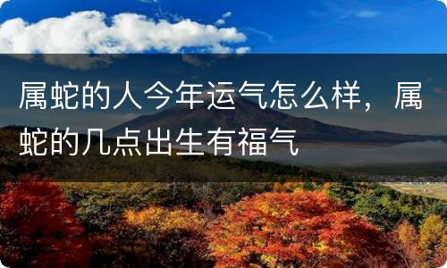 属蛇的人今年运气怎么样，属蛇的几点出生有福气