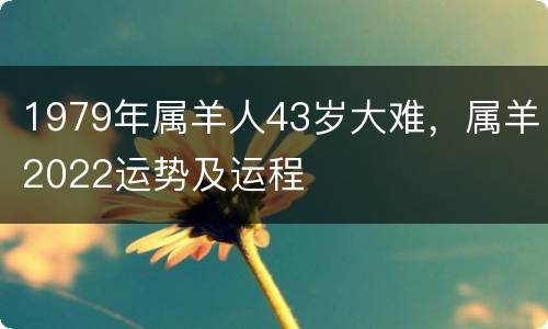 1979年属羊人43岁大难，属羊2022运势及运程