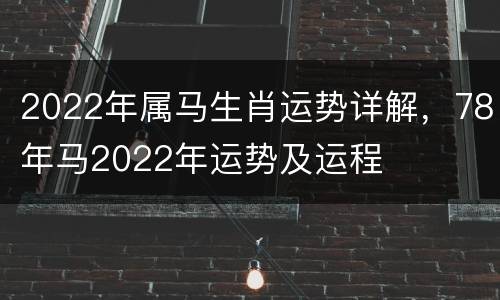 2022年属马生肖运势详解，78年马2022年运势及运程
