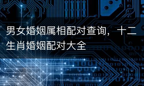 男女婚姻属相配对查询，十二生肖婚姻配对大全