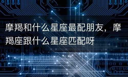 摩羯和什么星座最配朋友，摩羯座跟什么星座匹配呀
