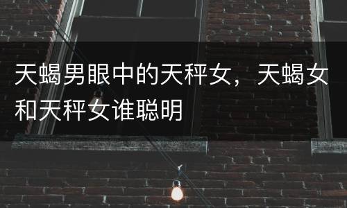 天蝎男眼中的天秤女，天蝎女和天秤女谁聪明