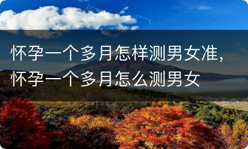 怀孕一个多月怎样测男女准，怀孕一个多月怎么测男女