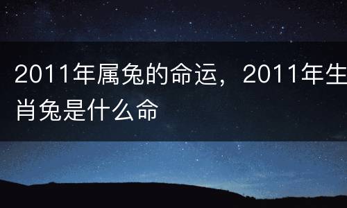 2011年属兔的命运，2011年生肖兔是什么命