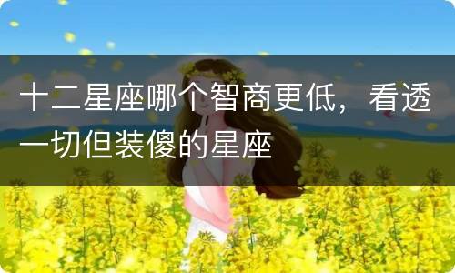 十二星座哪个智商更低，看透一切但装傻的星座