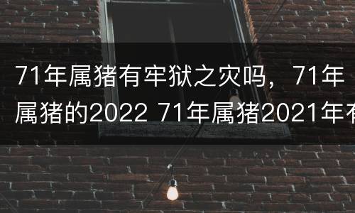 71年属猪有牢狱之灾吗，71年属猪的2022 71年属猪2021年有三大坎坷
