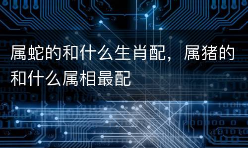 属蛇的和什么生肖配，属猪的和什么属相最配