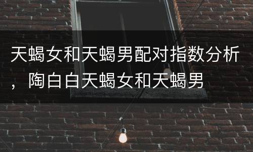 天蝎女和天蝎男配对指数分析，陶白白天蝎女和天蝎男