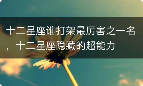 十二星座谁打架最厉害之一名，十二星座隐藏的超能力