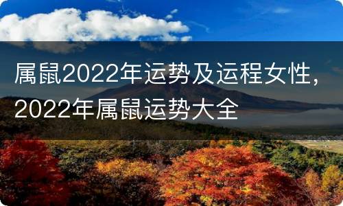 属鼠2022年运势及运程女性，2022年属鼠运势大全
