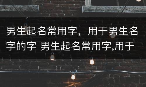 男生起名常用字，用于男生名字的字 男生起名常用字,用于男生名字的字典