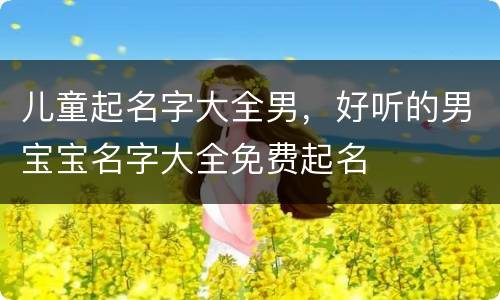 儿童起名字大全男，好听的男宝宝名字大全免费起名