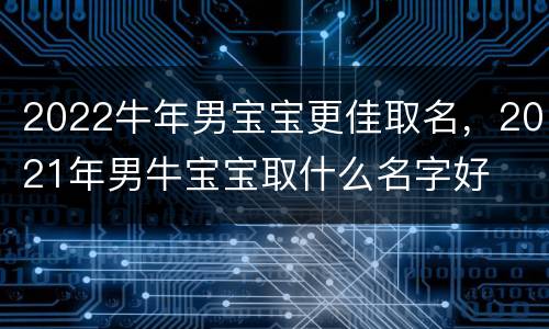 2022牛年男宝宝更佳取名，2021年男牛宝宝取什么名字好