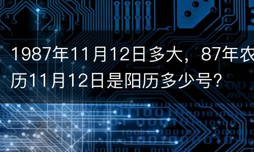 1987年11月12日多大，87年农历11月12日是阳历多少号?