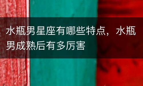水瓶男星座有哪些特点，水瓶男成熟后有多厉害