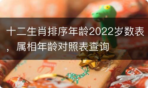 十二生肖排序年龄2022岁数表，属相年龄对照表查询