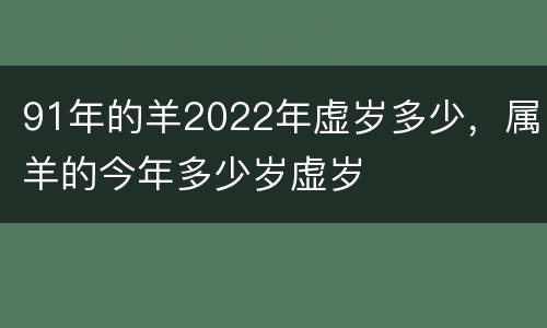 91年的羊2022年虚岁多少，属羊的今年多少岁虚岁