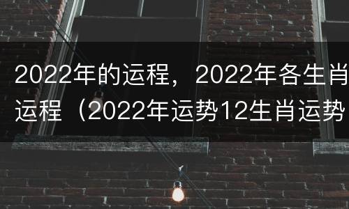 2022年的运程，2022年各生肖运程（2022年运势12生肖运势详解）
