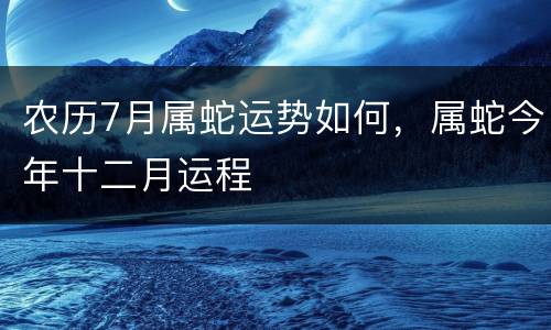 农历7月属蛇运势如何，属蛇今年十二月运程