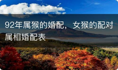 92年属猴的婚配，女猴的配对属相婚配表