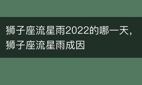 狮子座流星雨2022的哪一天，狮子座流星雨成因