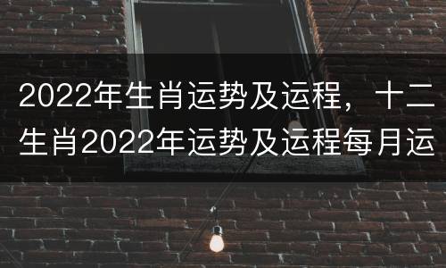 2022年生肖运势及运程，十二生肖2022年运势及运程每月运程