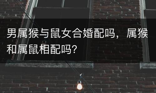 男属猴与鼠女合婚配吗，属猴和属鼠相配吗？